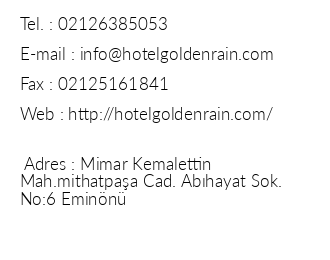 Golden Rain Hotel iletiim bilgileri